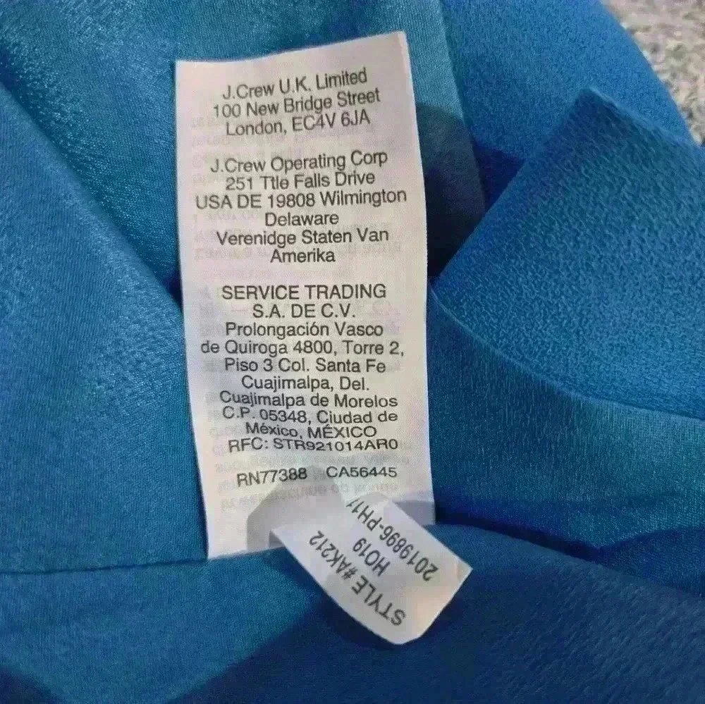 J.Crew Ruffle-neck Shift Dress in 365 crepe Blue Size 2 #098